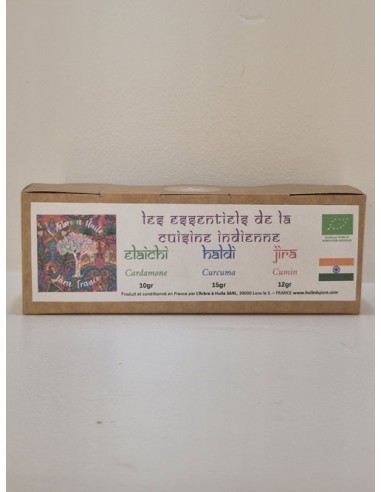 Coffret 3 Épices Cardamone Curcuma Cumin 37 gr  L'ARBRE A HUILE