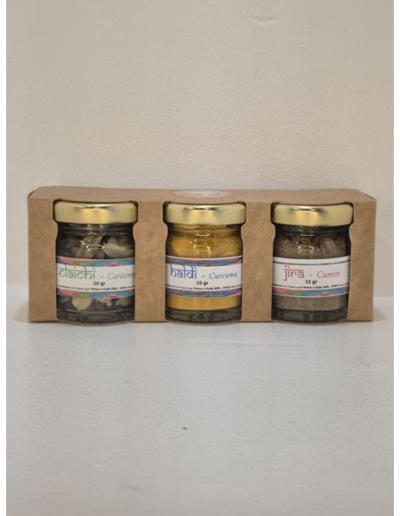 Coffret 3 Épices Cardamone Curcuma Cumin 37 gr  L'ARBRE A HUILE