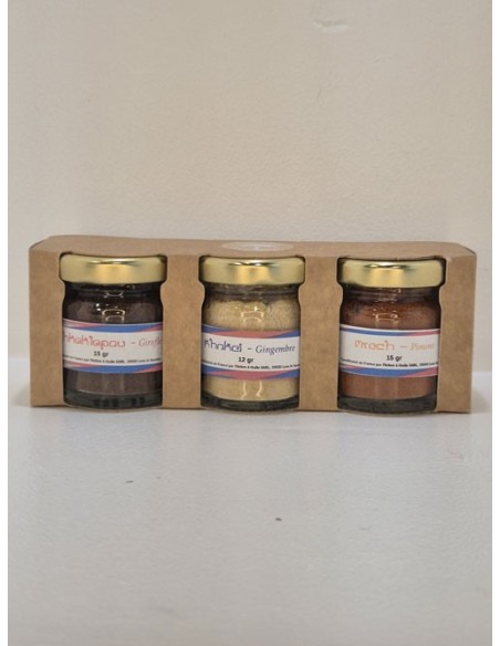 Coffret 3 Épices Girofle Gingembre Piment 37 gr  L'ARBRE A HUILE