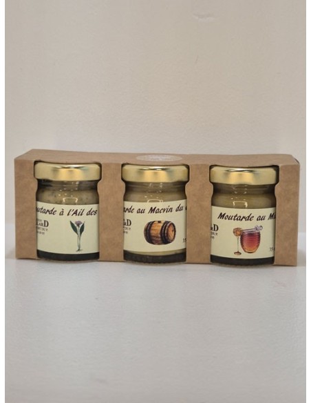 Coffret 3 Moutardes Ail des Ours, Macvin du Jura, Miel 00gr  L'ARBRE A HUILE
