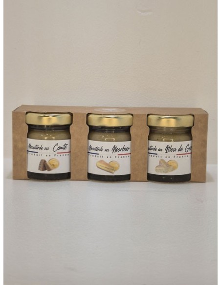 Coffret 3 Moutardes Comté, Morbier, Bleu de Gex 00gr  L'ARBRE A HUILE