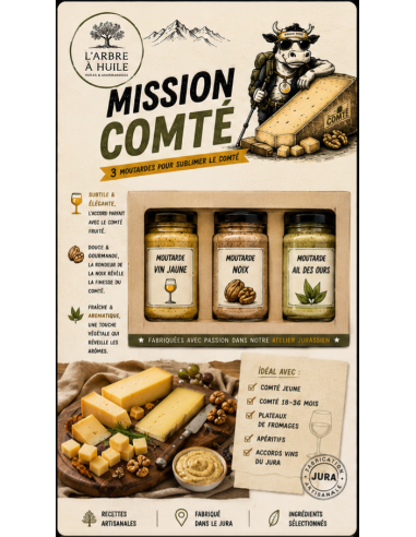 Coffret Mission Comte 3 moutardes bio L'Arbre a Huile Trois moutard...