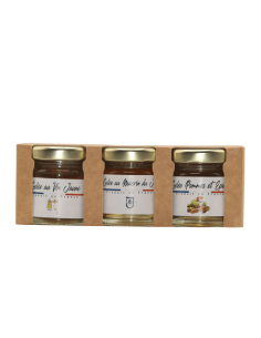 Coffret 3 Gelées : Vin jaune, Macvin du Jura, Pommes et Epices de L'ARBRE A HUILE