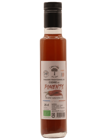 Vinaigre de cidre aux piments 25cl l'ARBRE À HUILE