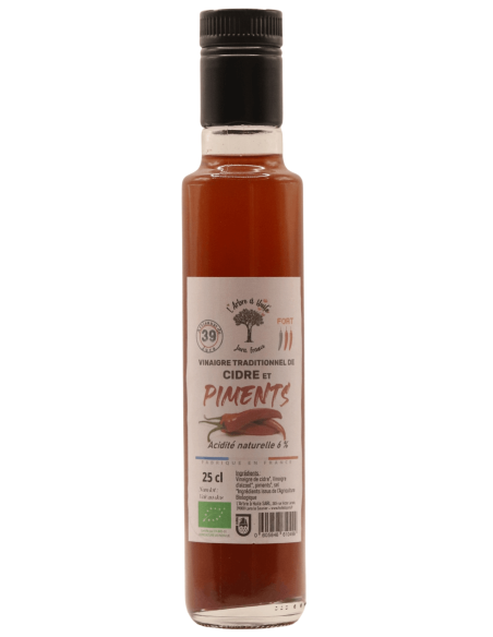 Vinaigre de cidre aux piments 25cl l'ARBRE À HUILE